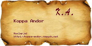 Koppa Andor névjegykártya